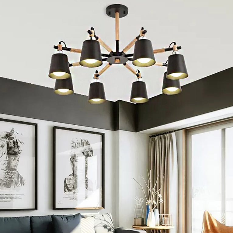 Bucket Shape Hanging Light 8 Heads Metal Chandelier for Living Room Restaurant Black Clearhalo 'Ceiling Lights' 'Chandeliers' Lighting' options 54797_725c2506-7396-4ab3-bffb-9e04a25771df