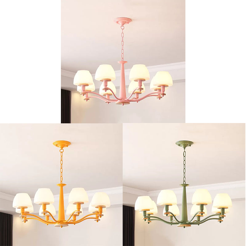 Macaron Style Pendant Light with Urn Shade 6 Heads Metal Chandelier for Living Room Clearhalo 'Ceiling Lights' 'Chandeliers' Lighting' options 54859