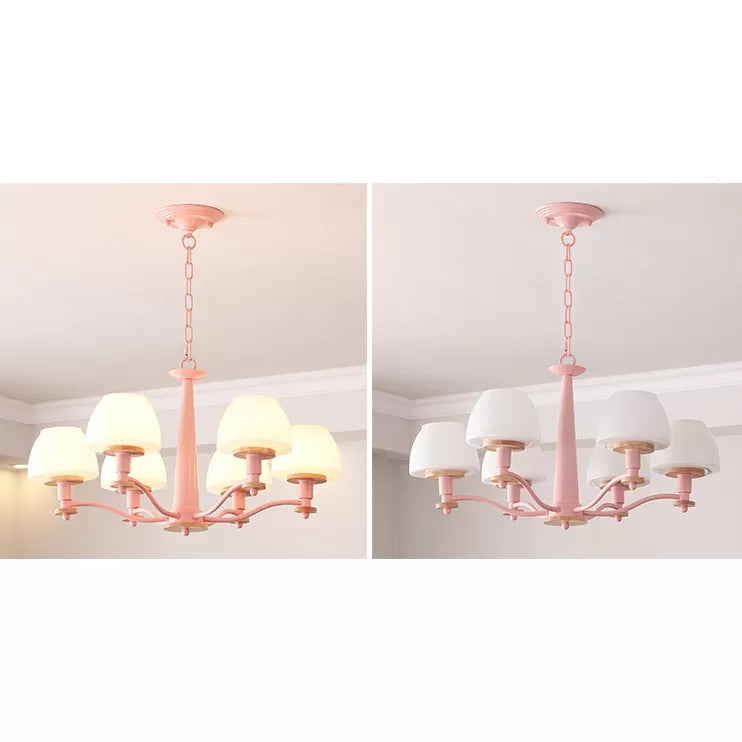Macaron Style Pendant Light with Urn Shade 6 Heads Metal Chandelier for Living Room Clearhalo 'Ceiling Lights' 'Chandeliers' Lighting' options 54861