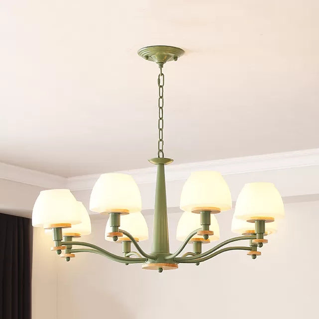 Macaron Style Pendant Light with Urn Shade 6 Heads Metal Chandelier for Living Room Green Clearhalo 'Ceiling Lights' 'Chandeliers' Lighting' options 54863_067d9cc7-1db7-4880-95b7-1ca826904e8e
