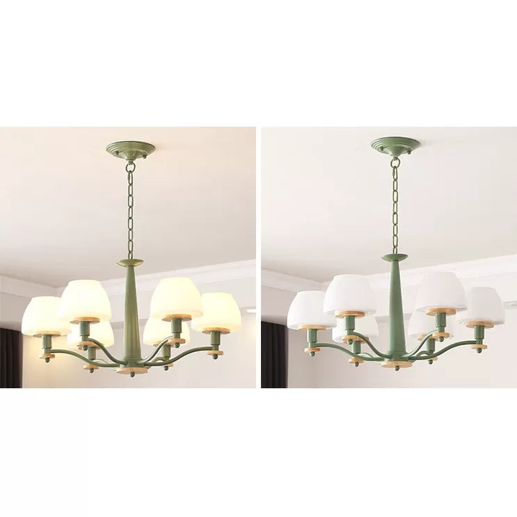 Macaron Style Pendant Light with Urn Shade 6 Heads Metal Chandelier for Living Room Clearhalo 'Ceiling Lights' 'Chandeliers' Lighting' options 54864