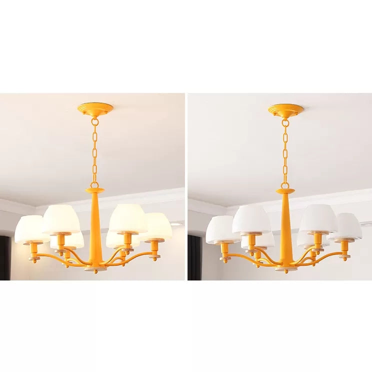 Macaron Style Pendant Light with Urn Shade 6 Heads Metal Chandelier for Living Room Clearhalo 'Ceiling Lights' 'Chandeliers' Lighting' options 54866
