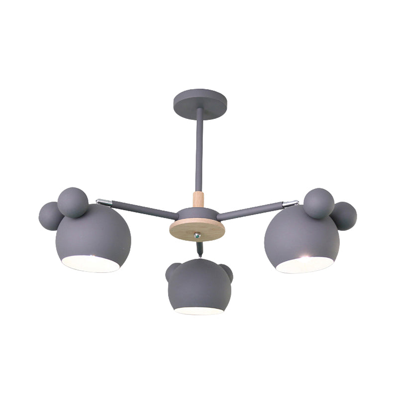 Dining Room Mouse Hanging Light Metal Three Bulbs Macaron Style Chandelier Clearhalo 'Ceiling Lights' 'Chandeliers' Lighting' options 54957