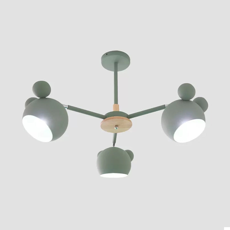 Dining Room Mouse Hanging Light Metal Three Bulbs Macaron Style Chandelier Green Clearhalo 'Ceiling Lights' 'Chandeliers' Lighting' options 54960_4accaf18-cb15-4130-8e57-1cea49347a9c