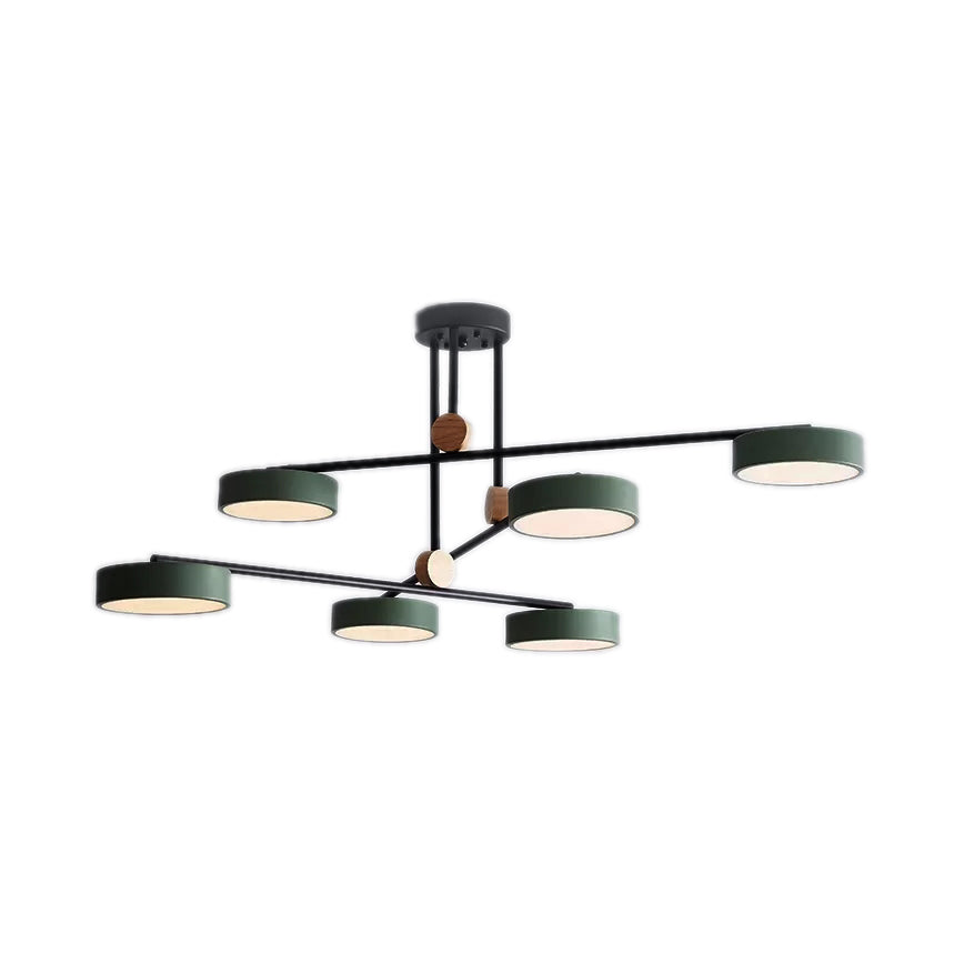 Macaron Stacked Chandelier with Round Shade Acrylic 6-Light Hanging Light for Cafe Green Clearhalo 'Ceiling Lights' 'Chandeliers' Lighting' options 55217_1d02fb22-6e92-4413-9e28-bd7a243b2acb