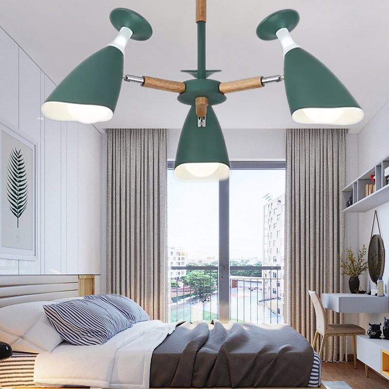 Rotatable Metal Goblet Chandelier Macaron Loft Suspension Light for Baby Bedroom 3 Green Clearhalo 'Ceiling Lights' 'Chandeliers' Lighting' options 55276_39e9254b-2ea8-41d1-93c0-9afd1db3f6aa