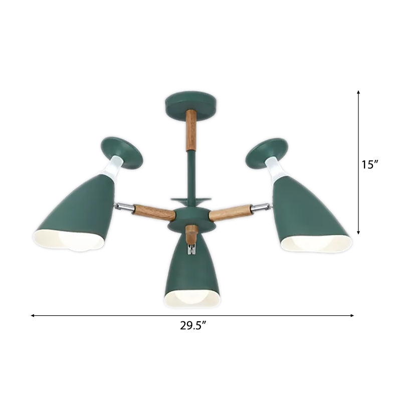 Rotatable Metal Goblet Chandelier Macaron Loft Suspension Light for Baby Bedroom Clearhalo 'Ceiling Lights' 'Chandeliers' Lighting' options 55279