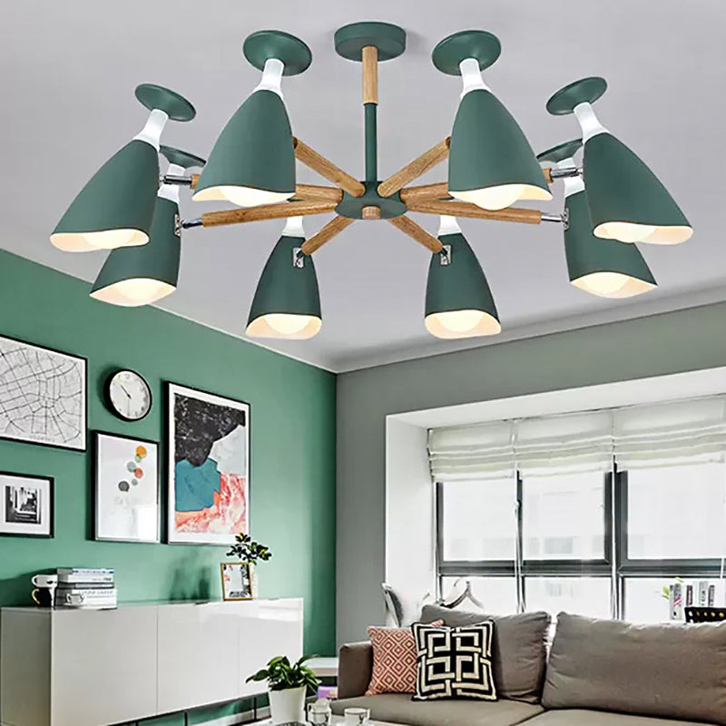 Rotatable Metal Goblet Chandelier Macaron Loft Suspension Light for Baby Bedroom 8 Green Clearhalo 'Ceiling Lights' 'Chandeliers' Lighting' options 55281_97631065-3c1d-4e3e-851f-d214f10b20fd