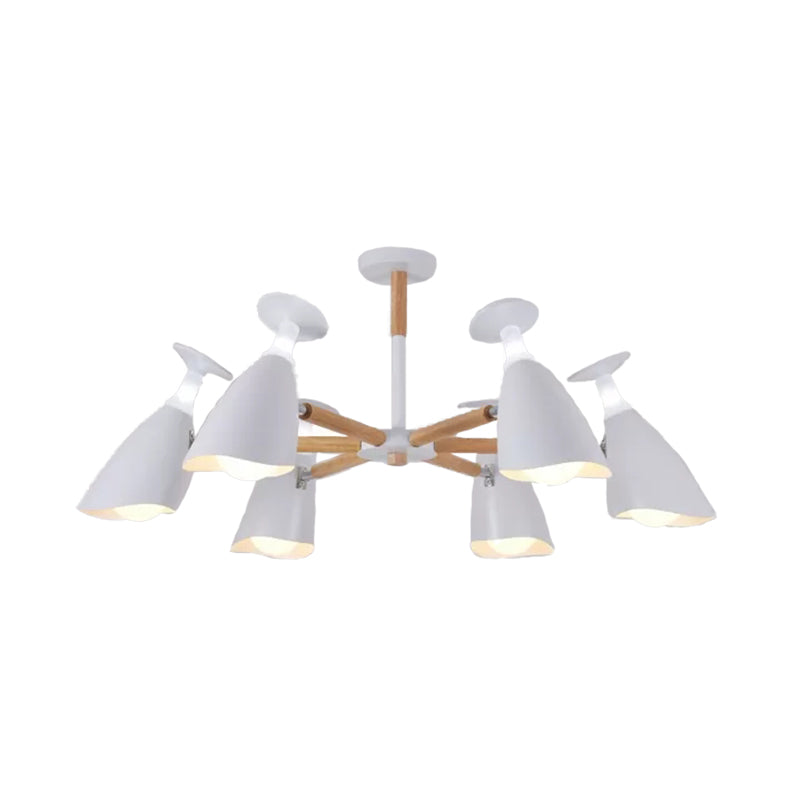 Rotatable Metal Goblet Chandelier Macaron Loft Suspension Light for Baby Bedroom 6 White Clearhalo 'Ceiling Lights' 'Chandeliers' Lighting' options 55284_d42b7a4c-d55c-4aab-8f33-94ae4c79c30c