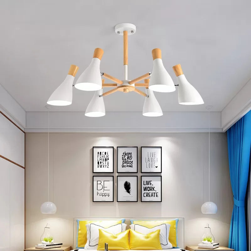 Cloth Shop Bottle Hanging Light Metal Macaron Style Candy Colored Chandelier 6 White Clearhalo 'Ceiling Lights' 'Chandeliers' Lighting' options 55296_9ac409ff-9f85-4f87-84ea-e51d1f8479e4