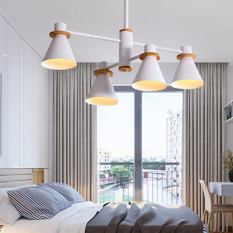 Macaron Stylish Conical Pendant Light Metallic Undertint Chandelier for Child Bedroom Clearhalo 'Ceiling Lights' 'Chandeliers' Lighting' options 55298