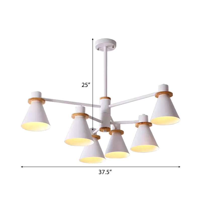 Macaron Stylish Conical Pendant Light Metallic Undertint Chandelier for Child Bedroom Clearhalo 'Ceiling Lights' 'Chandeliers' Lighting' options 55303