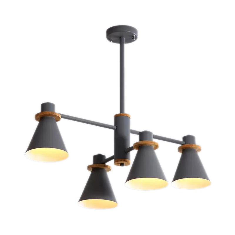Macaron Stylish Conical Pendant Light Metallic Undertint Chandelier for Child Bedroom 4 Grey Clearhalo 'Ceiling Lights' 'Chandeliers' Lighting' options 55306_1a596aa1-e273-4897-a332-7fef484da188