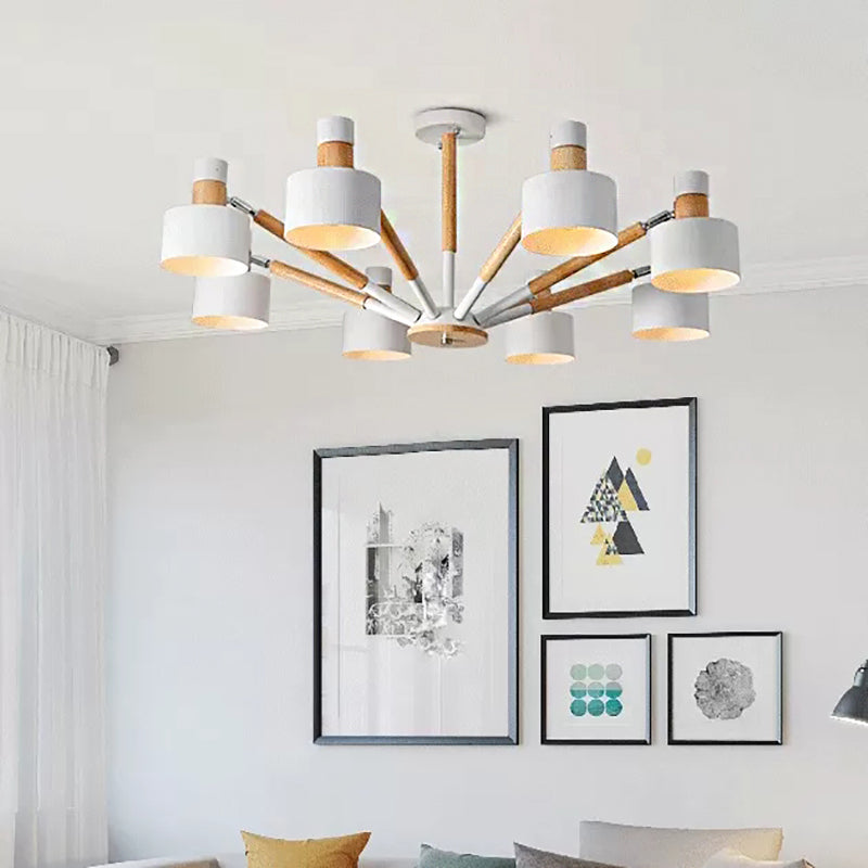 Macaron Round Shade Semi Flushmount Light Metal 8 Lights Ceiling Light for Kindergarten White Clearhalo 'Ceiling Lights' 'Chandeliers' Lighting' options 55308_ab8c8750-3795-4d3b-841f-6e9e3bd9cac5