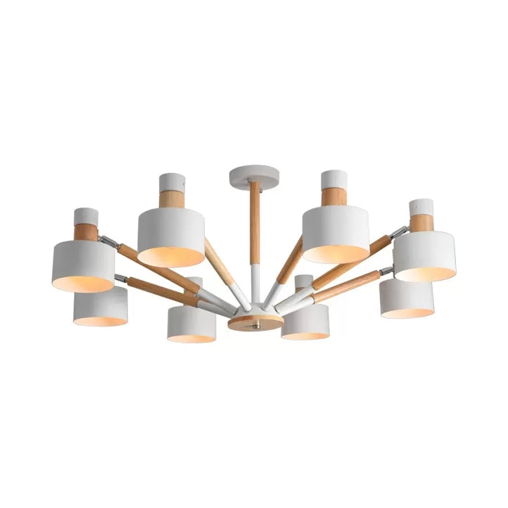 Macaron Round Shade Semi Flushmount Light Metal 8 Lights Ceiling Light for Kindergarten Clearhalo 'Ceiling Lights' 'Chandeliers' Lighting' options 55310