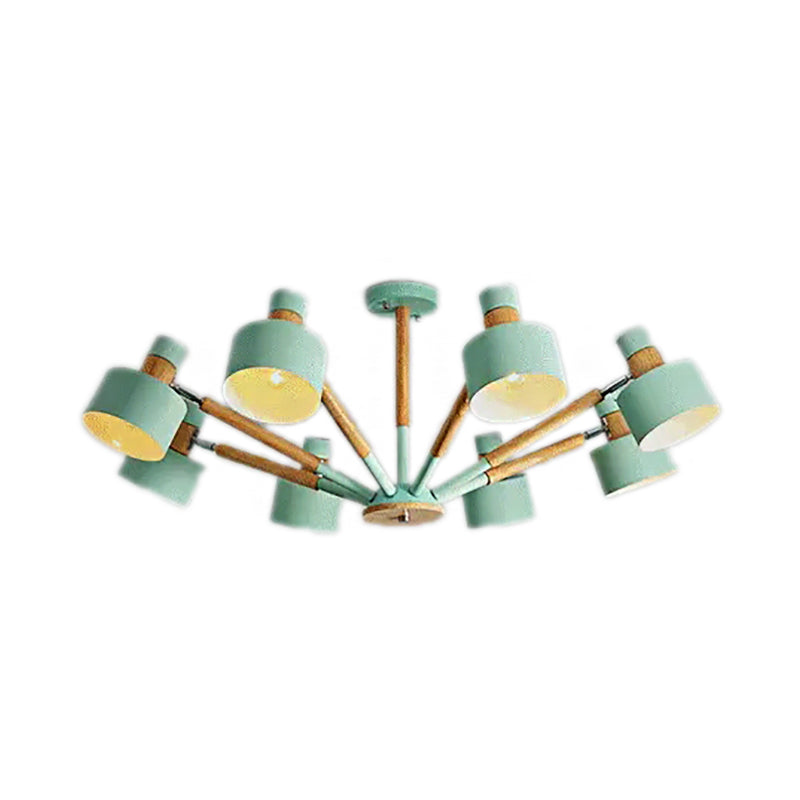 Macaron Round Shade Semi Flushmount Light Metal 8 Lights Ceiling Light for Kindergarten Clearhalo 'Ceiling Lights' 'Chandeliers' Lighting' options 55314