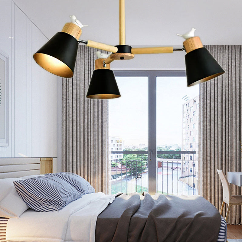 Modern Style Ceiling Pendant Light with Bird Bucket Shade Metal Chandelier for Bedroom Clearhalo 'Ceiling Lights' 'Chandeliers' Lighting' options 55316