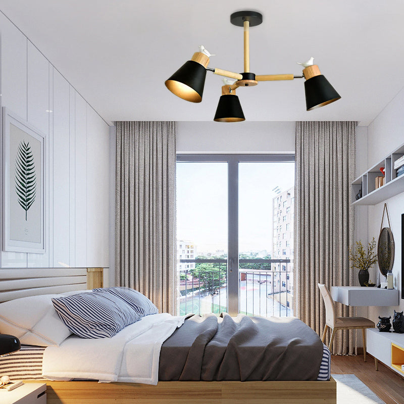 Modern Style Ceiling Pendant Light with Bird Bucket Shade Metal Chandelier for Bedroom Clearhalo 'Ceiling Lights' 'Chandeliers' Lighting' options 55317