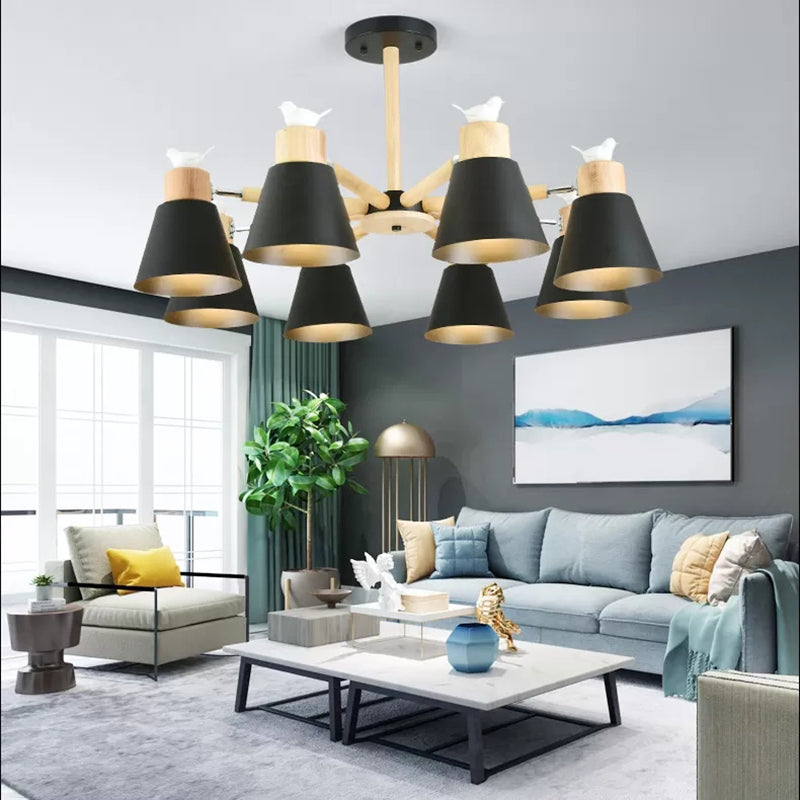 Modern Style Ceiling Pendant Light with Bird Bucket Shade Metal Chandelier for Bedroom Clearhalo 'Ceiling Lights' 'Chandeliers' Lighting' options 55321