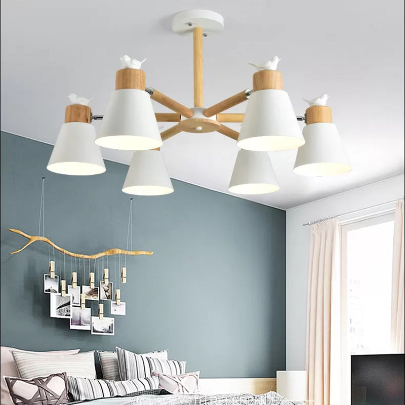 Modern Style Ceiling Pendant Light with Bird Bucket Shade Metal Chandelier for Bedroom Clearhalo 'Ceiling Lights' 'Chandeliers' Lighting' options 55323