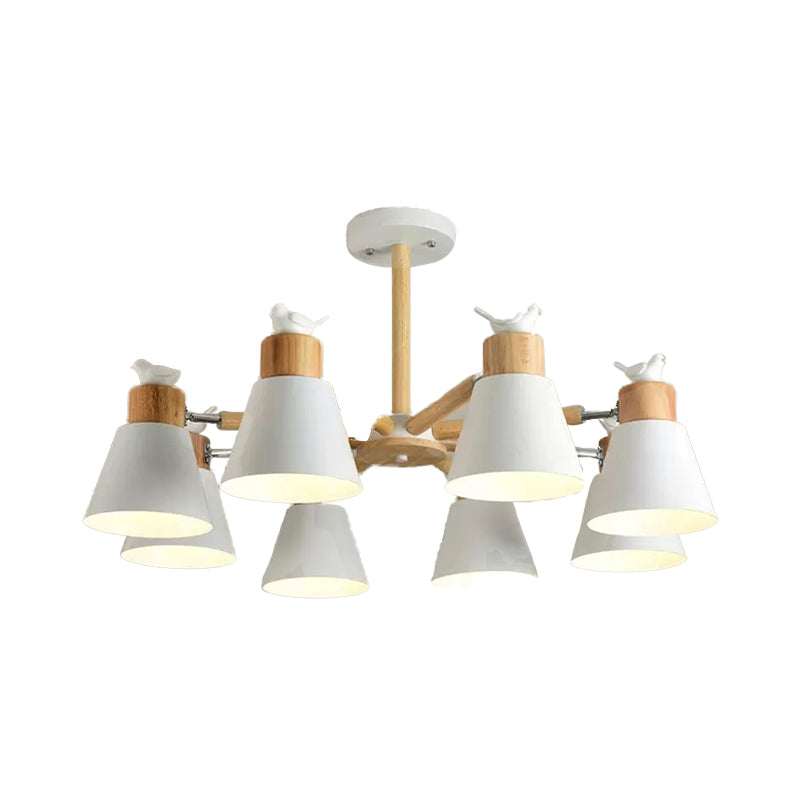 Modern Style Ceiling Pendant Light with Bird Bucket Shade Metal Chandelier for Bedroom 8 White Clearhalo 'Ceiling Lights' 'Chandeliers' Lighting' options 55326_5433afdd-6e01-4082-88c7-c5da8538eed1