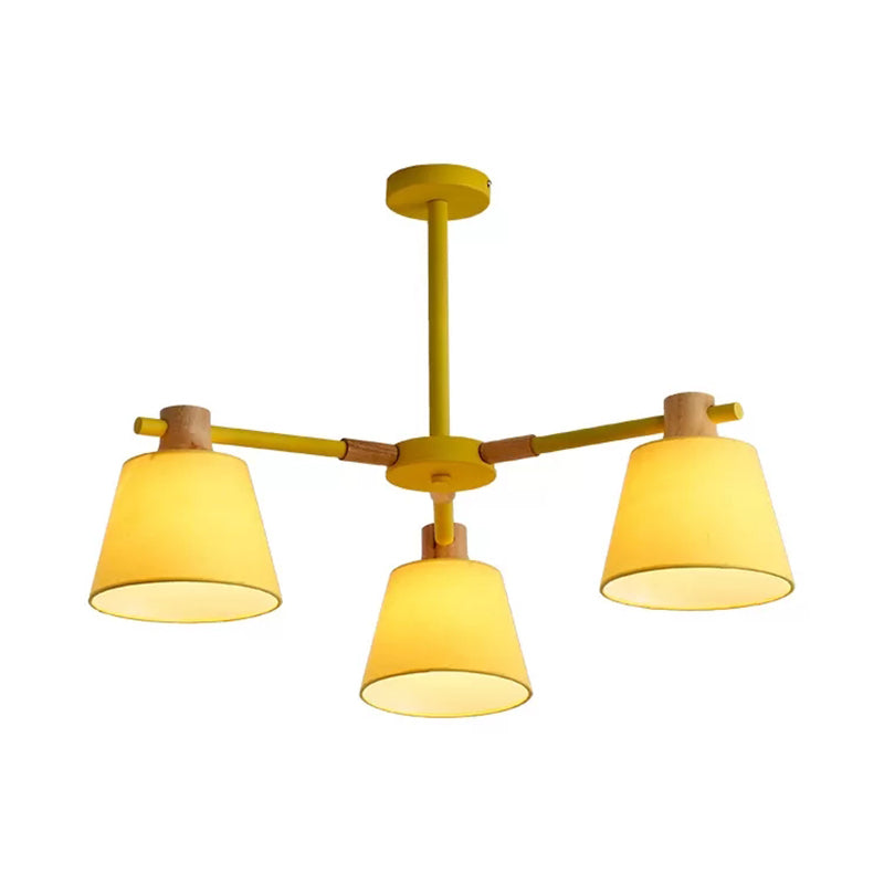 Trapezoid Shade Hanging Light Macaron Style Wood Chandelier for Kindergarten Bedroom Clearhalo 'Ceiling Lights' 'Chandeliers' Lighting' options 55348
