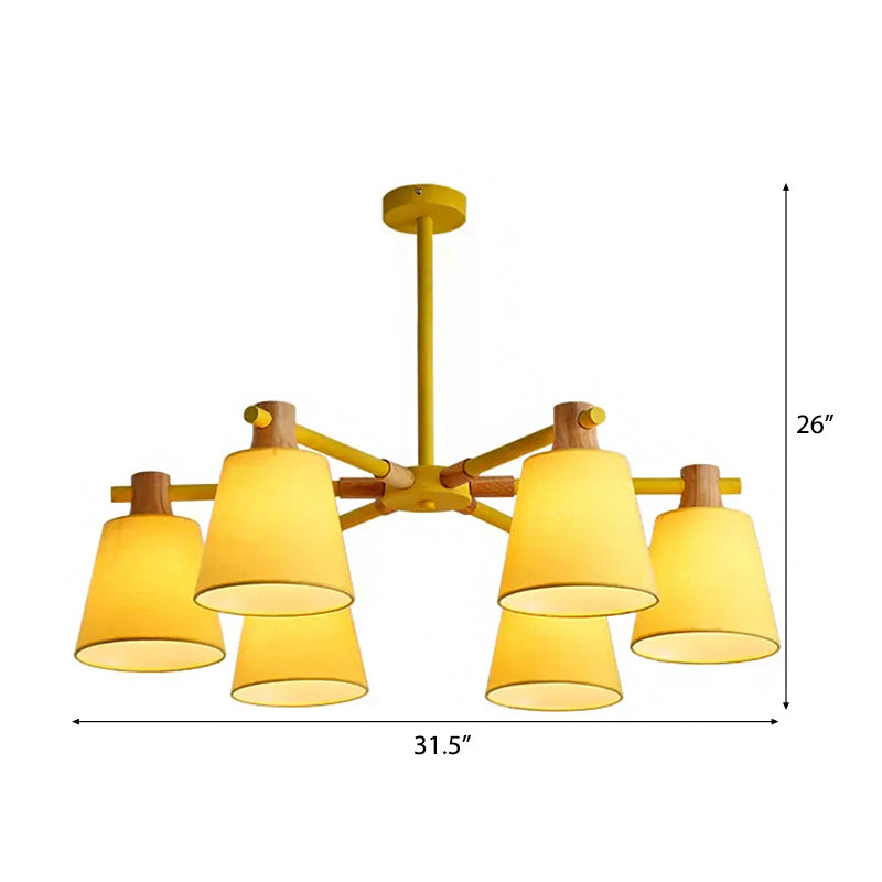 Trapezoid Shade Hanging Light Macaron Style Wood Chandelier for Kindergarten Bedroom Clearhalo 'Ceiling Lights' 'Chandeliers' Lighting' options 55351
