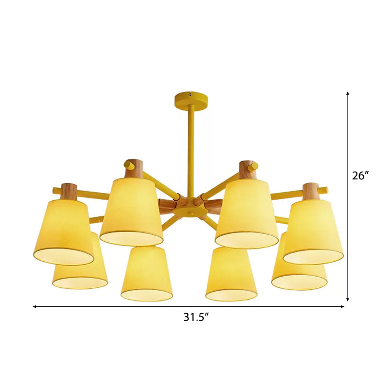 Trapezoid Shade Hanging Light Macaron Style Wood Chandelier for Kindergarten Bedroom Clearhalo 'Ceiling Lights' 'Chandeliers' Lighting' options 55353