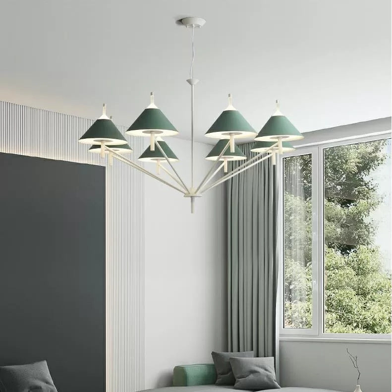 Macaron Style Conical Chandelier Metal Undertint Pendant Light for Study Room Clearhalo 'Ceiling Lights' 'Chandeliers' Lighting' options 55408