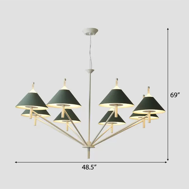 Macaron Style Conical Chandelier Metal Undertint Pendant Light for Study Room Clearhalo 'Ceiling Lights' 'Chandeliers' Lighting' options 55410