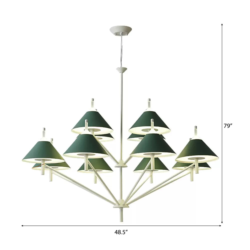Macaron Style Conical Chandelier Metal Undertint Pendant Light for Study Room Clearhalo 'Ceiling Lights' 'Chandeliers' Lighting' options 55411