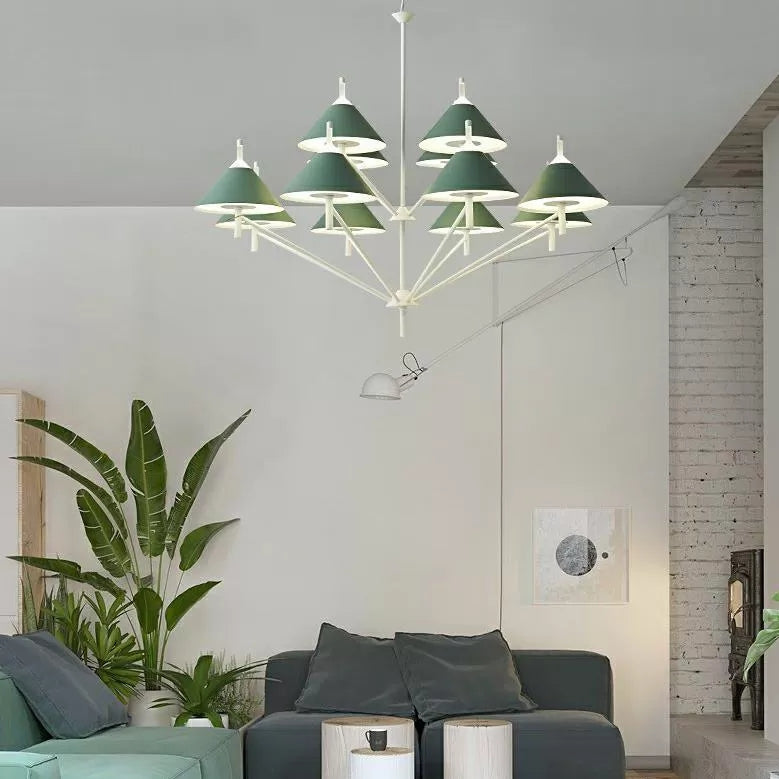 Macaron Style Conical Chandelier Metal Undertint Pendant Light for Study Room 12 Green Clearhalo 'Ceiling Lights' 'Chandeliers' Lighting' options 55412_b47cf6bb-c2c5-4d0b-ba9a-d2a18c1bf09b