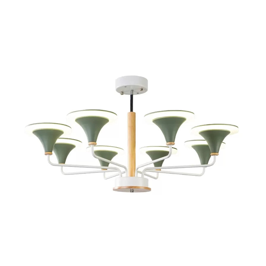 Nordic Modern Ceiling Pendant Light Curved Cone Shade Metal Hanging Light for Restaurant 6 Green Clearhalo 'Ceiling Lights' 'Chandeliers' Lighting' options 55427_df62950f-17da-4642-a94b-7cd744a40400