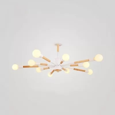 Sky Bang Bare Bulb Hanging Light Nordic Style Wood Chandelier for Kid Bedroom 10 White Clearhalo 'Ceiling Lights' 'Chandeliers' Lighting' options 55448_15b666a6-4cf0-4e99-9462-7900f32f0bc4