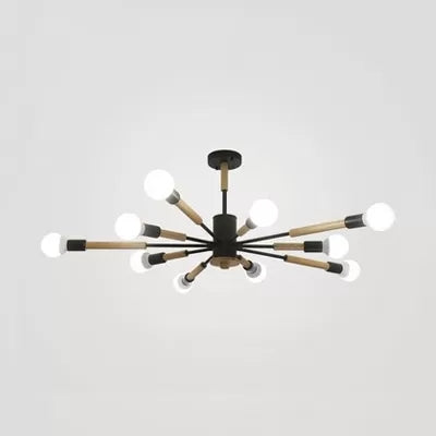 Sky Bang Bare Bulb Hanging Light Nordic Style Wood Chandelier for Kid Bedroom 10 Black Clearhalo 'Ceiling Lights' 'Chandeliers' Lighting' options 55453_6d15f395-0bdb-4c2a-a342-d013cdfa1ff2