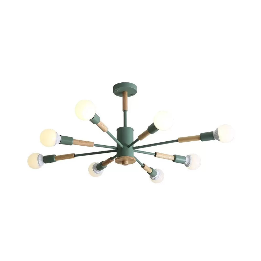 Sky Bang Kindergarten Chandelier with Open Bulb Wood Nordic Hanging Light Clearhalo 'Ceiling Lights' 'Chandeliers' Lighting' options 55458