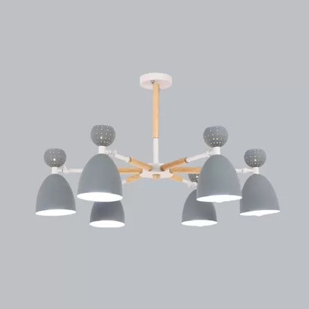 Metal Domed Shade Chandelier Child Bedroom 6 Heads Macaron Loft Hanging Light Grey Clearhalo 'Ceiling Lights' 'Chandeliers' Lighting' options 55472_1cab4b63-daf1-4371-a32f-5d550a0ab141