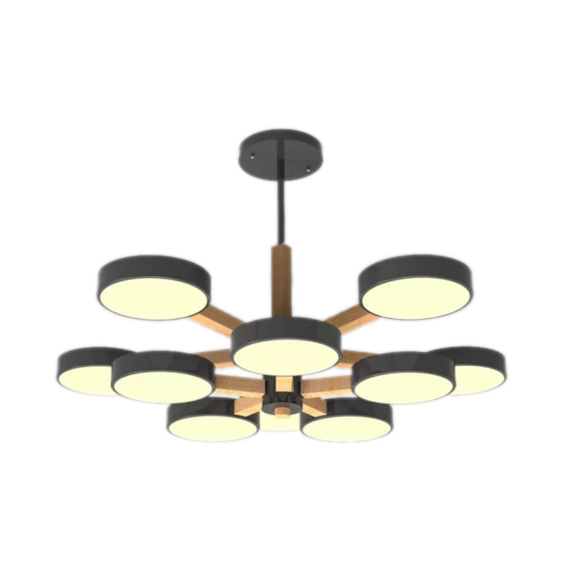 Living Room Round Chandelier Acrylic & Wood Nordic Stylish Hanging Light 10 Black Clearhalo 'Ceiling Lights' 'Chandeliers' Lighting' options 55502_65f6dd3a-9e3f-4b0e-9bc7-e40f45415a47