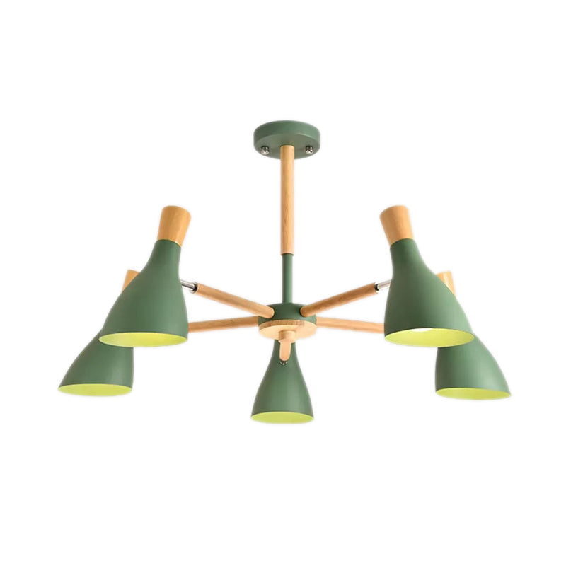 Macaron Half-Bottle Chandelier Metallic Candy Colored Pendant Light for Nursing Room 5 Green Clearhalo 'Ceiling Lights' 'Chandeliers' Lighting' options 55515_0484822a-87d4-4163-8d06-7f834351d39d