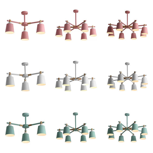 Nordic Style Bucket Chandelier Metal Multi-Head Suspension Light for Game Room Clearhalo 'Ceiling Lights' 'Chandeliers' Lighting' options 55525