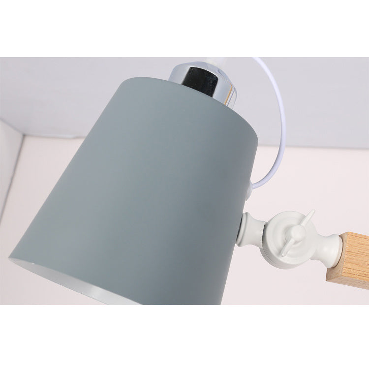 Nordic Style Undertint Chandelier Bucket Shade Metal & Wood Hanging Light for Kid Bedroom Clearhalo 'Ceiling Lights' 'Chandeliers' Lighting' options 55553