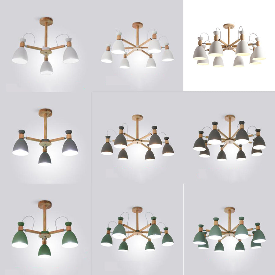 Metal Domed Hanging Light Rotatable Nordic Stylish Chandelier for Study Room Clearhalo 'Ceiling Lights' 'Chandeliers' Lighting' options 55613