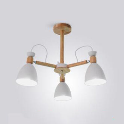 Metal Domed Hanging Light Rotatable Nordic Stylish Chandelier for Study Room 3 White Clearhalo 'Ceiling Lights' 'Chandeliers' Lighting' options 55614_4af90099-68b5-4c33-af17-bb8e27f9cf84