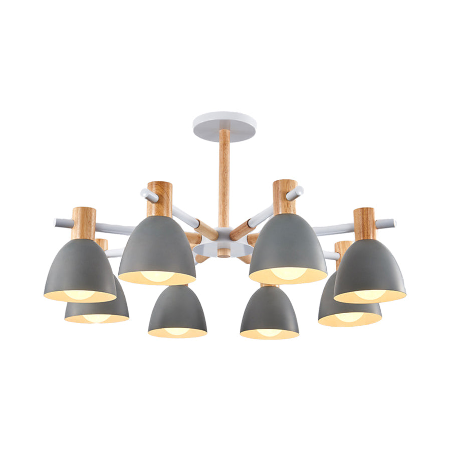 Game Room Bowl Chandelier Metallic Macaron Stylish Candy Colored Hanging Light 8 Grey Clearhalo 'Ceiling Lights' 'Chandeliers' Lighting' options 55632_6bb8c94e-dba9-4afd-913b-ab0e1c96d47f