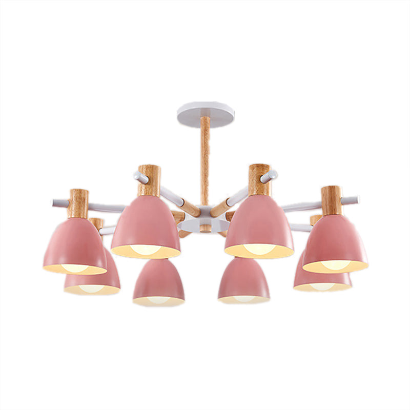 Game Room Bowl Chandelier Metallic Macaron Stylish Candy Colored Hanging Light Clearhalo 'Ceiling Lights' 'Chandeliers' Lighting' options 55637