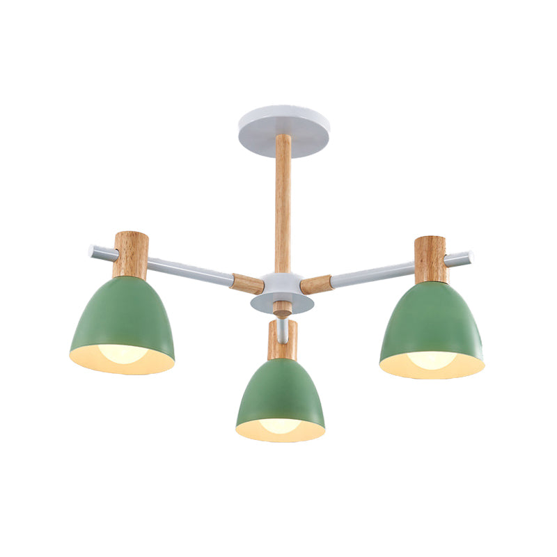Game Room Bowl Chandelier Metallic Macaron Stylish Candy Colored Hanging Light Clearhalo 'Ceiling Lights' 'Chandeliers' Lighting' options 55638