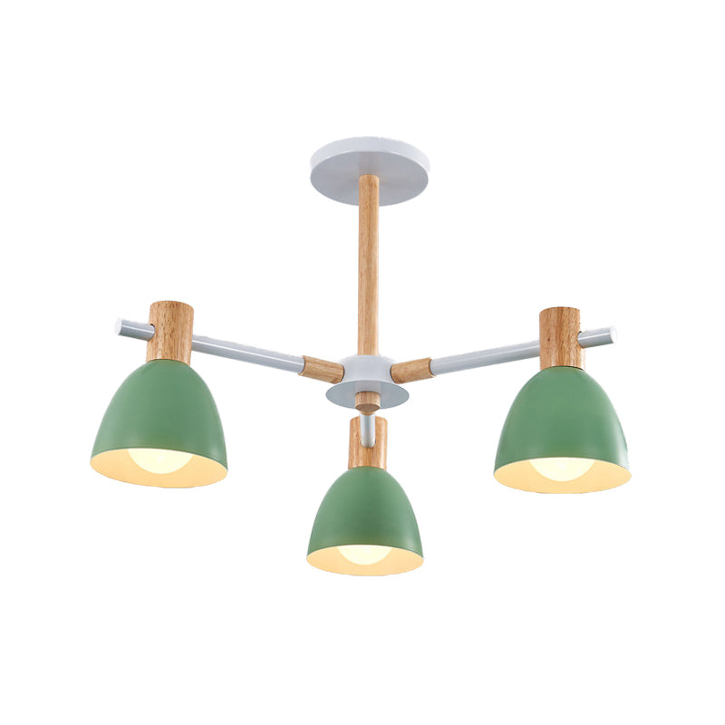 Game Room Bowl Chandelier Metallic Macaron Stylish Candy Colored Hanging Light 3 Green Clearhalo 'Ceiling Lights' 'Chandeliers' Lighting' options 55638_d48bb238-972d-4b64-a734-493154a81482