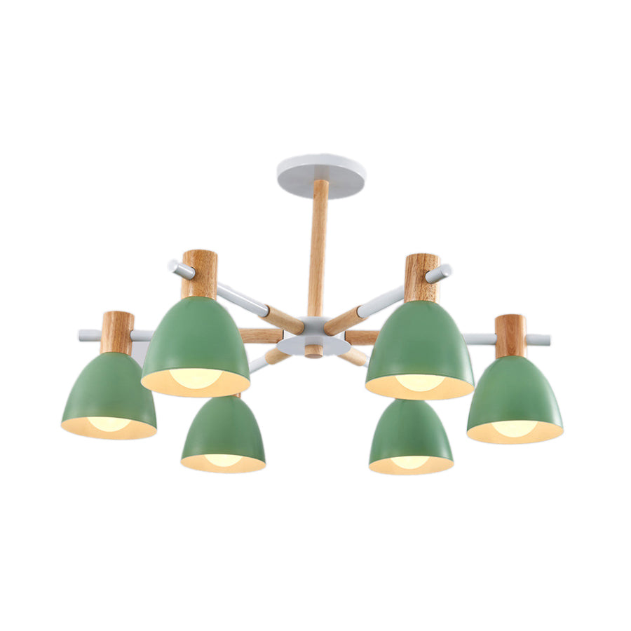 Game Room Bowl Chandelier Metallic Macaron Stylish Candy Colored Hanging Light Clearhalo 'Ceiling Lights' 'Chandeliers' Lighting' options 55640