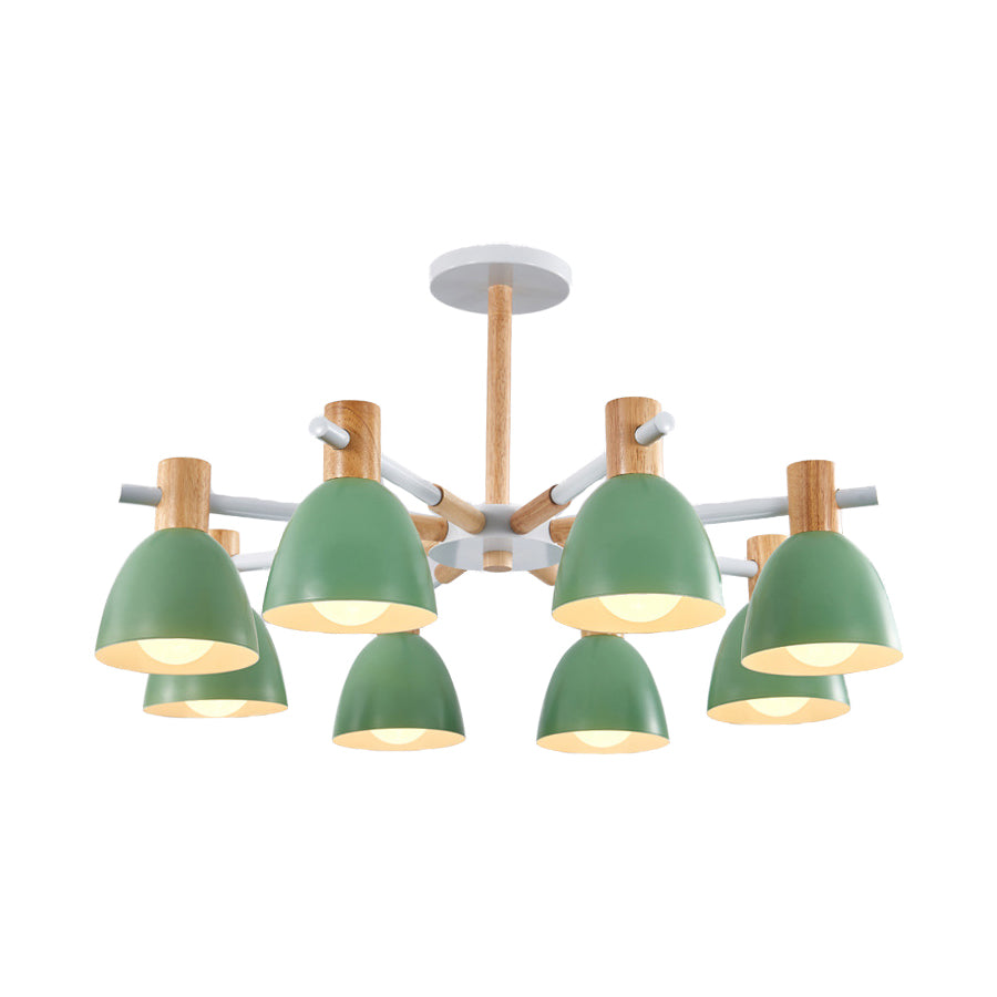 Game Room Bowl Chandelier Metallic Macaron Stylish Candy Colored Hanging Light 8 Green Clearhalo 'Ceiling Lights' 'Chandeliers' Lighting' options 55641_ccf9a35c-6461-4f07-aa43-a81ce1fadcfd