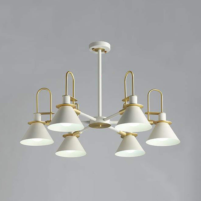 Macaron Loft Funnel Chandelier Metal Undertint Suspension Light for Nursing Room 6 White Clearhalo 'Ceiling Lights' 'Chandeliers' Lighting' options 55644_e1c7f325-103e-44bb-a777-0cf5cbca0256